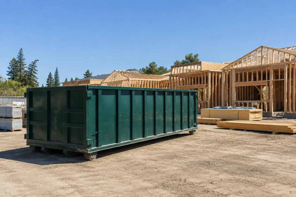 Dumpster at an organized construction project